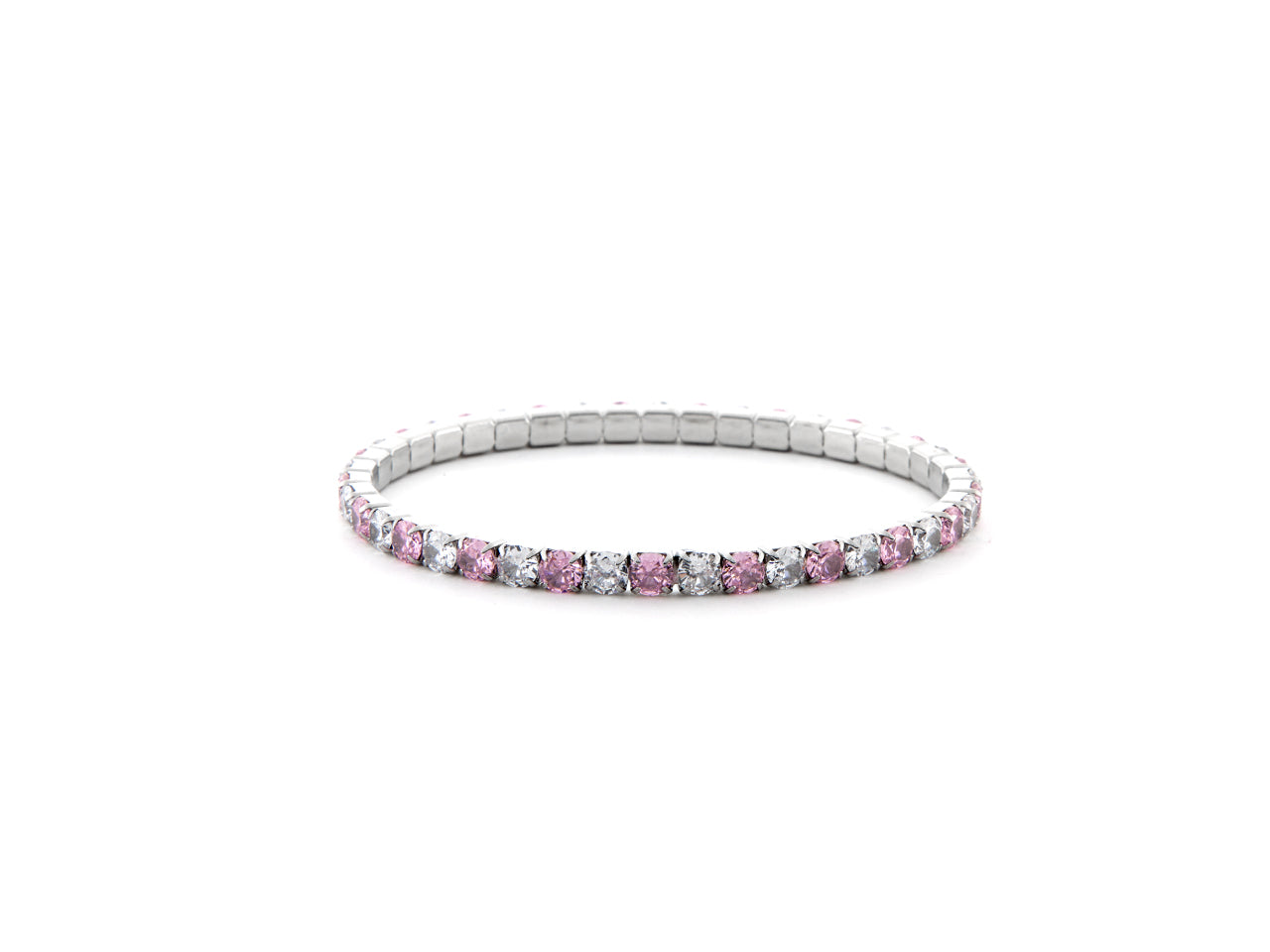 Bracciale Donna 4US Cesare Paciotti Tennis Acciaio Zirconi Rosa e bianchi a molla 4UBR6667W